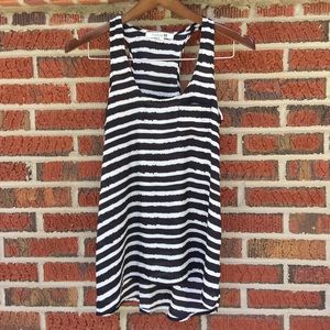 Forever 21 Black/White Striped, High/Low Tank Top